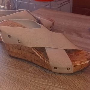 Esprit  khaki wedge heels